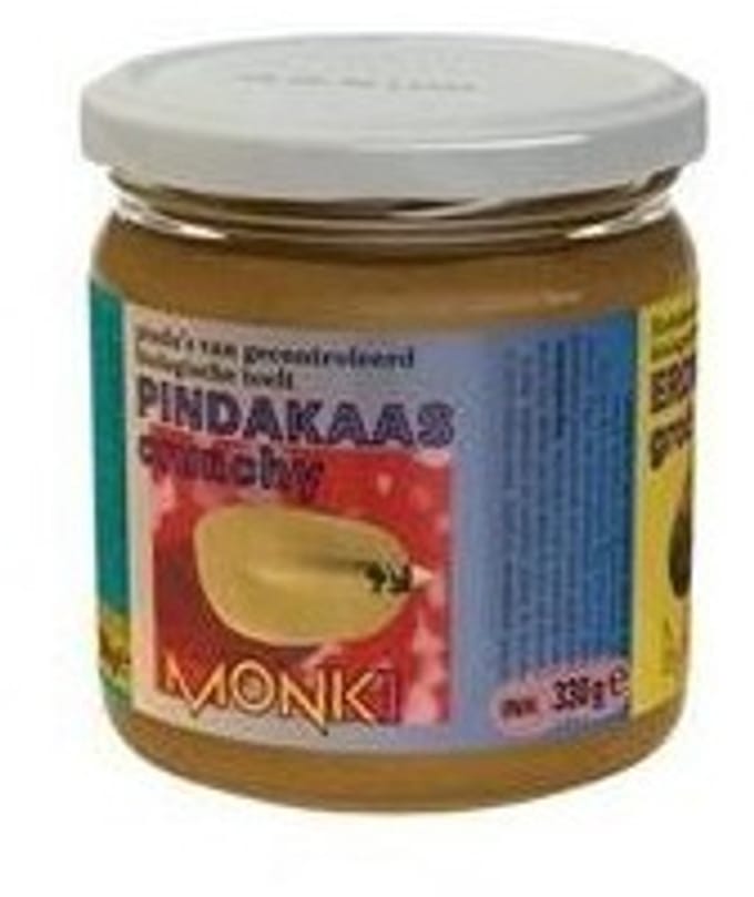 Monki Pindakaas crunchy met zout eko bio 330 Gram
