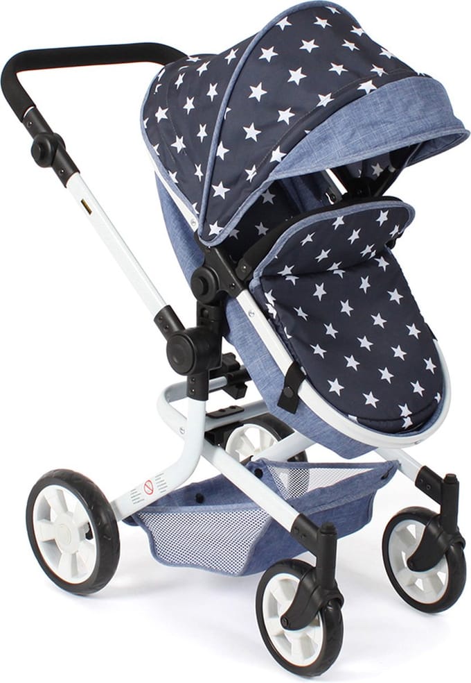 Bayer Chic 2000 Combi Poppenwagen Mika - Verstelbare duwhoogte - Stars Navy