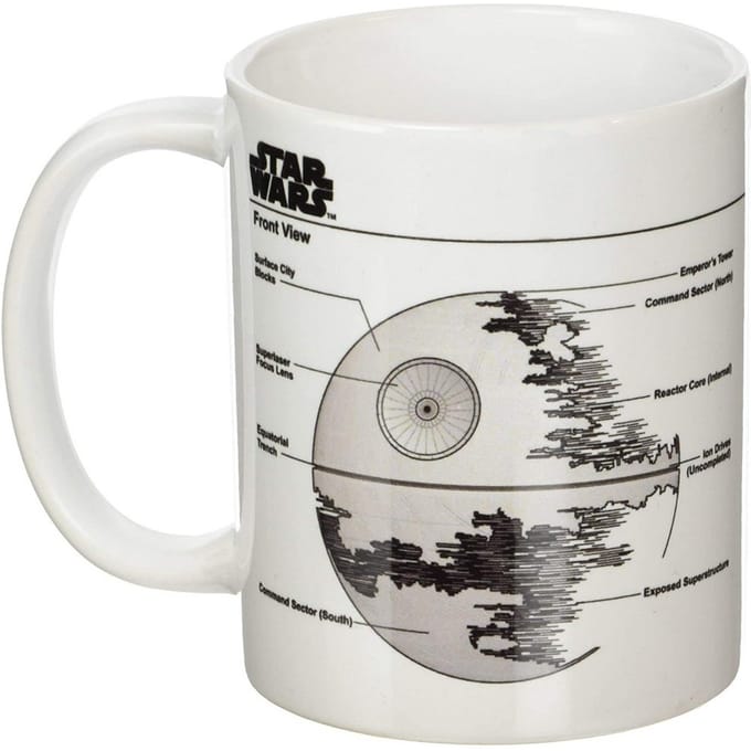 Star Wars Death Star Schets Mok (Wit/Zwart/Grijs)