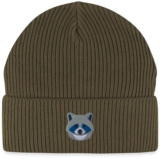 Geborduurde Wasbeer Kop Uniseks Bio Fisherman Beanie