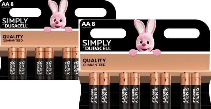 16 Stuks (4 Blisters a 4 st) Duracell AA SIMPLY Batterijen