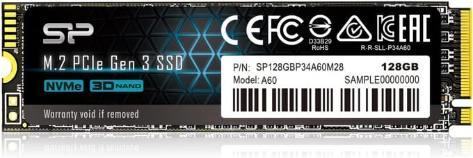 128GB NVMe M.2 PCIe Gen3x4 SSD voorktops en Laptops