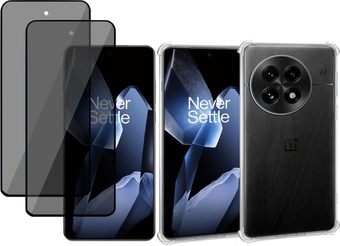 Geschikt voor OnePlus 13 - Hoesje + 2x Screenprotector – Gehard Glas Cover + Shock Proof Case - Transparant