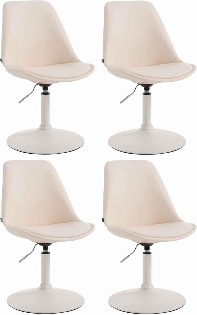 CLP Maverick Set van 4 Eetkamerstoelen - Kunstleer creme wit