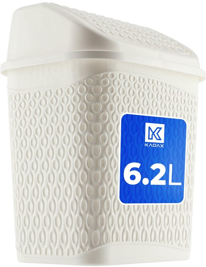 KADAX Badkamerafvalbak Wit 6,2L Kantelbare Badkamercontainer