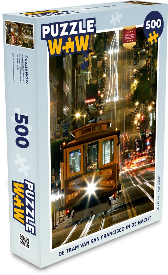 Puzzel De tram van San Francisco in de nacht - Legpuzzel - Puzzel 500 stukjes