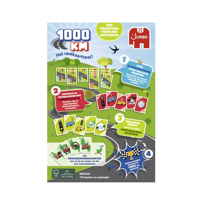 Jumbo - 1000KM - Nederlandstalig Bordspel - vanaf 6 jaar - 2 tot 4 spelers