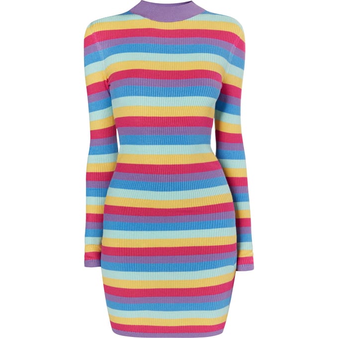 Mymo Gebreide jurk Dames Violet veelkleurig
