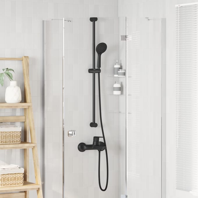 vidaXL - Douche - Systeem - Set - Zwart - 100 - cm - Roestvrij - staal