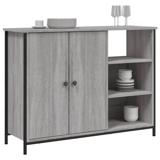 vidaXL - Dressoir - 100x33x75 - cm - bewerkt - hout - grijs - sonoma