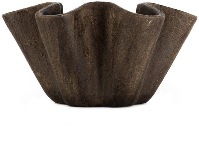 HomeBound by KY | Aardewerk schaal Plica bruin L | decoratieve schaal | schaal