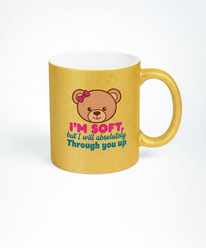 Gouden Glitter Mok - I'm Soft - Cadeau Idee