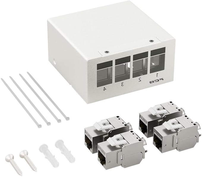 Patchpaneel Netwerk - Verdelerveld LAN - Netwerk Installatie - 10 Gbps Snelheid - 4 Poorten - Lichtgrijs