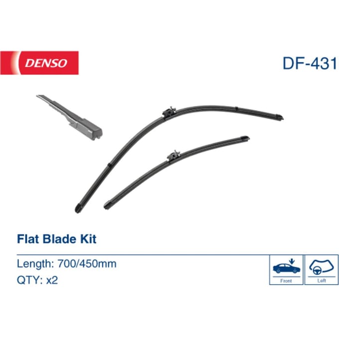 Wisserblad DENSO Flat Blades DF-431, 700/450mm, Voor, 2 Stuk