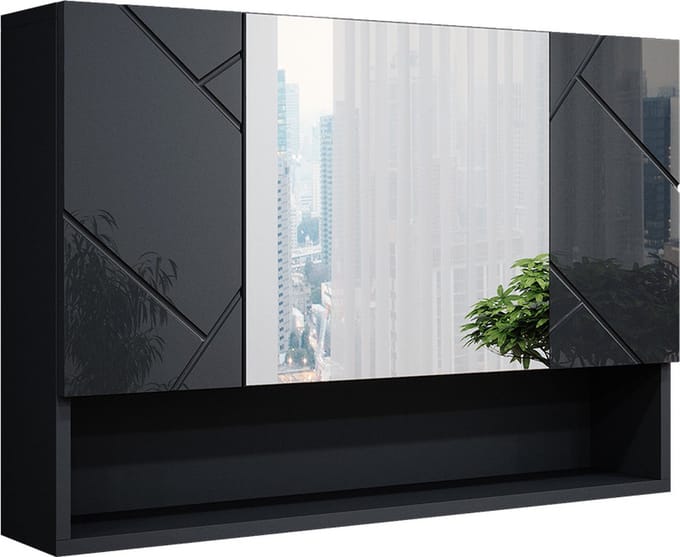 Vicco Irma Badkamerspiegelkast – 80.1 x 55 cm Antraciet Hoogglans