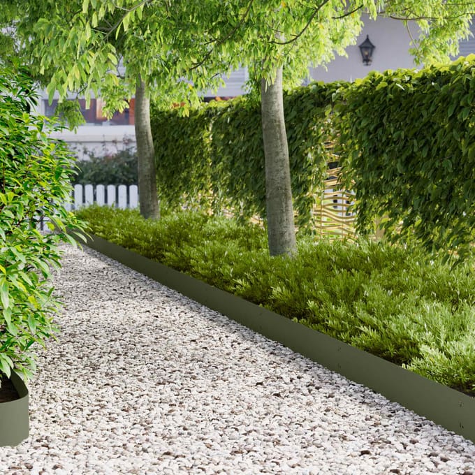 vidaXL - Gazonrand - 30 - st - 103 - x - 20 - cm - Staal - Olijfgroen