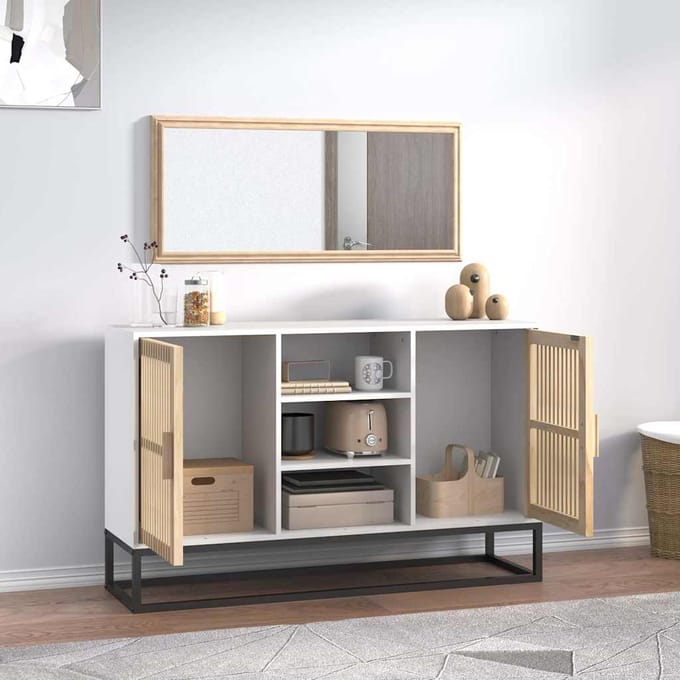 vidaXL - Dressoir - 105x30x65 - cm - bewerkt - hout - wit