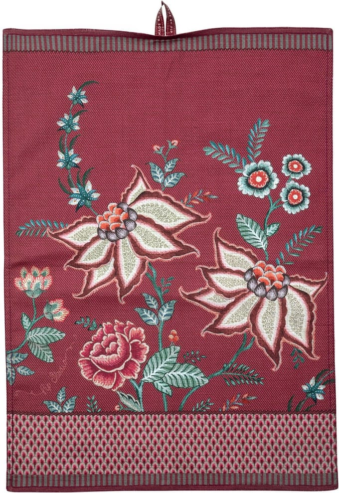 Pip Studio Theedoek - Flower Festival - donkerroze - topkwaliteit