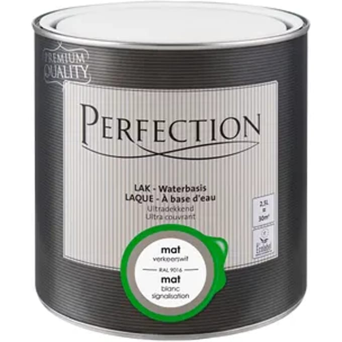 Perfection Lak Ultradekkend - Mat - Verkeerswit Ral 9016 - 2,5l