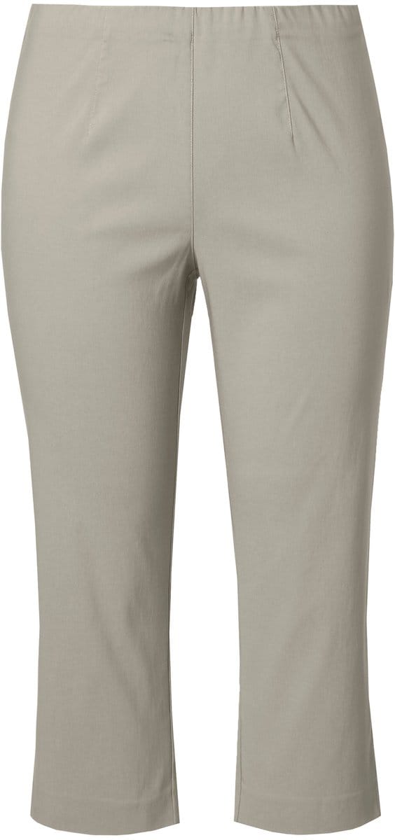 Ulla Popken - Dames - Bengalin broek kuitlang elastische tailleband stretch - Grijs taupe - Maat 64