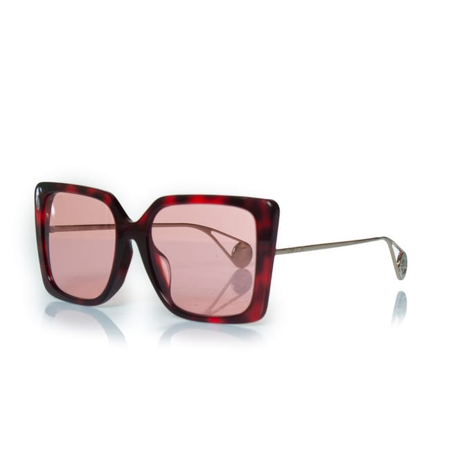 Gucci, roze oversized Havana zonnebril