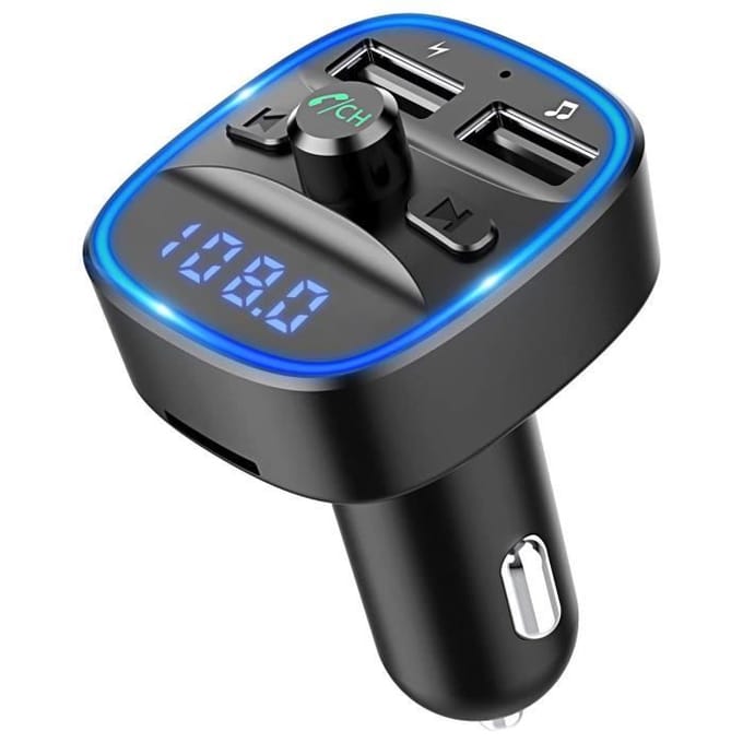 Bovon Transmetteur FM Bluetooth, Bluetooth Lecteur MP3 Adaptateur Radio sans Fil zwart