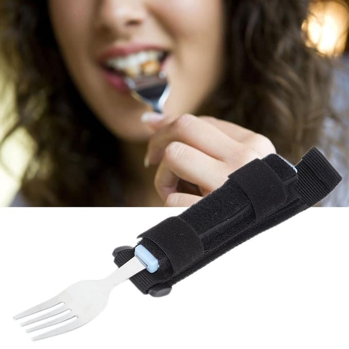 Flexibele Lepel Vork Roterend Eten Eethulpmiddel Bestek voor Gehandicapte Patiënt Oudere L(for 6.5-9kg) black