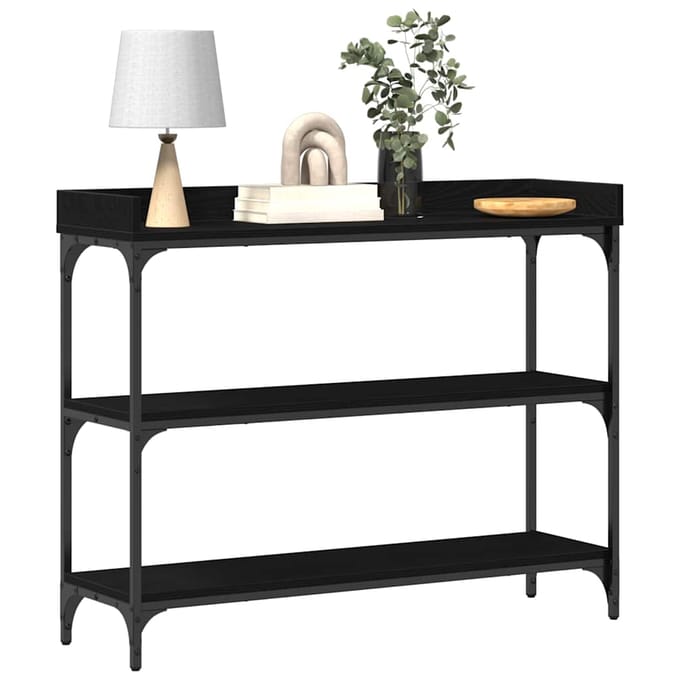 vidaXL Console Tafel met plank met opslag Zwart eiken 100 x 30 x 80 cm