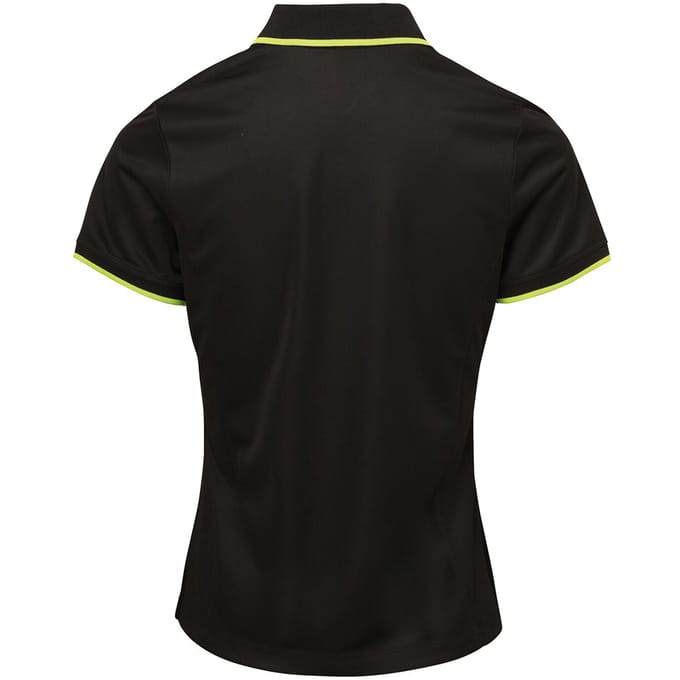 Premier Dames/dames Contrast Coolchecker Poloshirt (Zwart/Kalk)