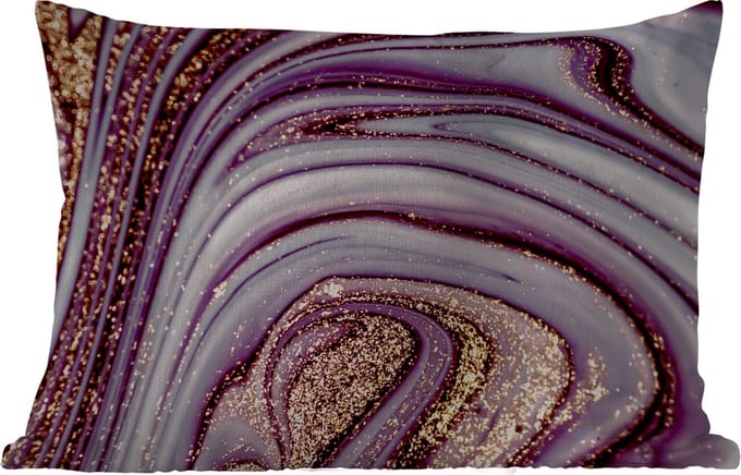 Buitenkussens - Tuin - Marmer - Roze - Goud - Glitter - Marmerlook - Luxe - 50x30 cm
