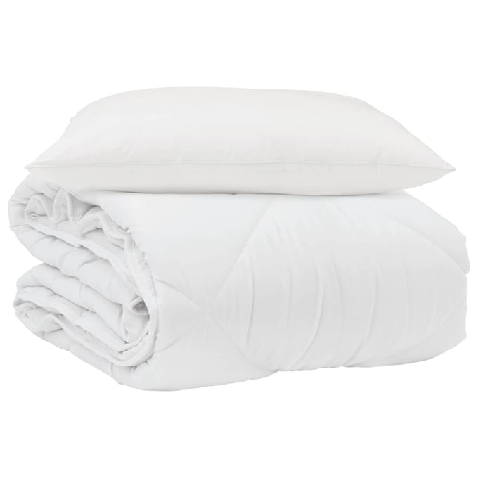 vidaXL - Zomer - Deken - met - kussen - 2 - st - Wit - Microvezel