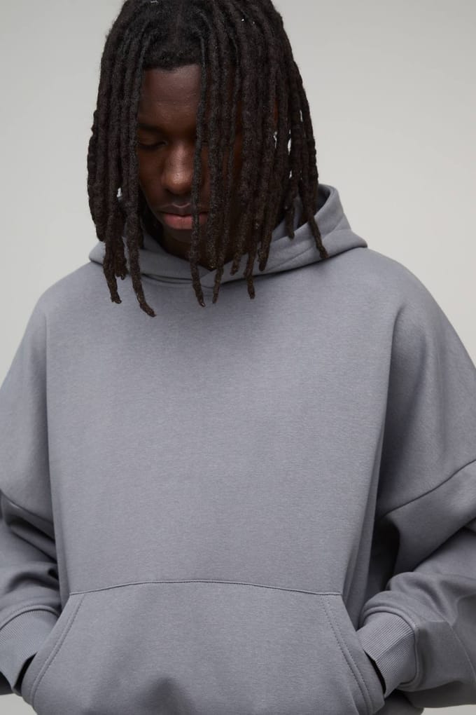 Basic Oversized Boxy Hoodie Met Verlaagde Schouders En Vleermousmouwen | Grey | Size Medium