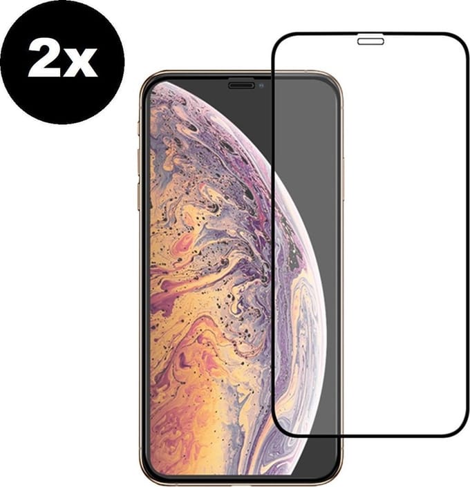 Screenprotector Geschikt voor iPhone X Screenprotector Glas Gehard Tempered Glass Full Cover - Screenprotector Geschikt voor iPhone X Screen Protector Screen Cover - 2 PACK