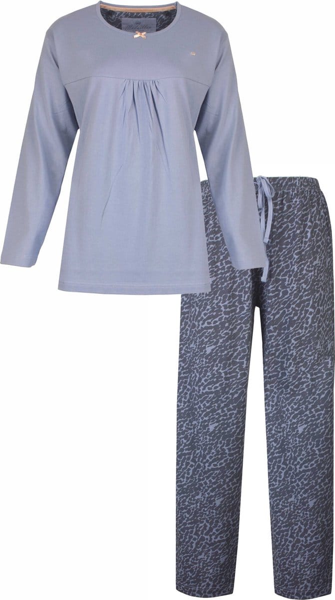 Medaillon Dames Pyjama - Lange Mouwen - Ronde Hals - Grijs - Maat M