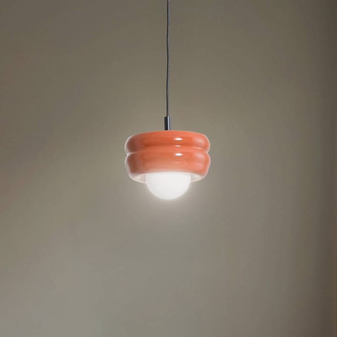 Argon Hanglamp Tina, terracotta/opaal, glas, Ø 19 cm