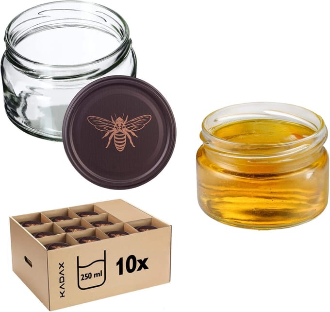 Denia Weckpotten 250ml 10st 82mm + Deksel "Bruine Bij"