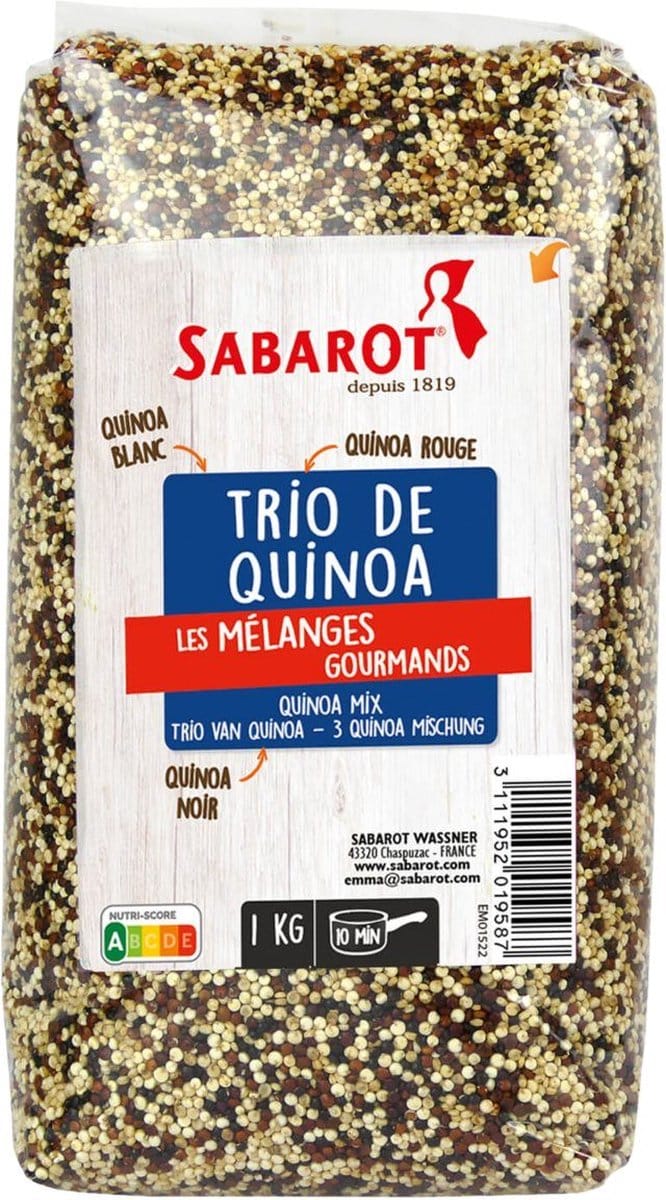 Sabarot Quinoa wit, rood, zwart - Zak 1 kilogram