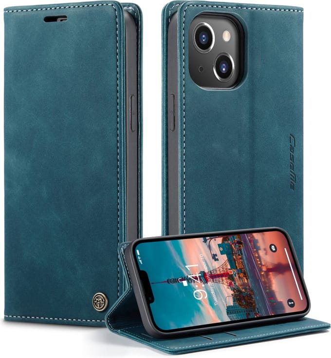 Caseme Retro Wallet Case hoesje geschikt voor iPhone 15 Plus - Blue