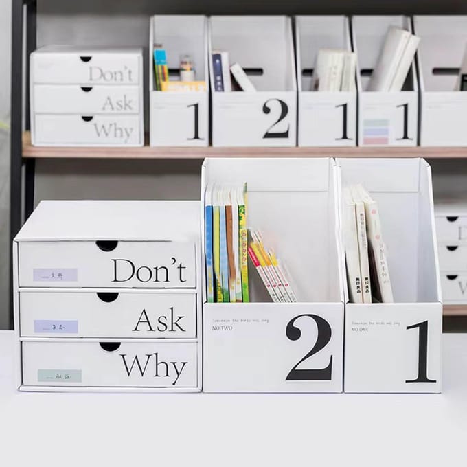 Verticale Dossierbak Papier Nummer Markering Slanke Bureau Opberger voor Boeken Notitieboeken white