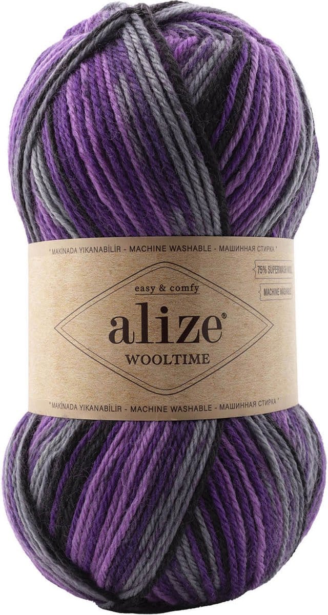 Sokkenwol Alize Wooltime - Easy & Comfy - Superwash - Paars/Roze/Grijs