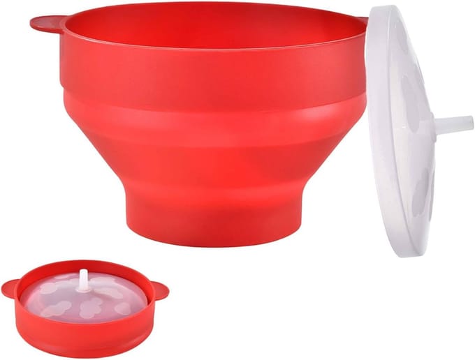 Popcorn Kom - Magnetron Popper - Snel Snacks Maken - Opvouwbaar Siliconen Ontwerp - Compact Opvouwbaar - Rood
