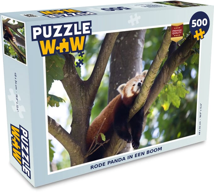 Puzzel Panda - Rood - Hout - Legpuzzel - Puzzel 500 stukjes