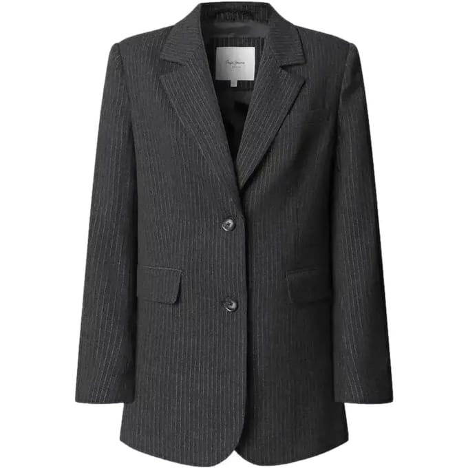Relaxed fit lange blazer met krijtstreep, model 'PRISCILA'