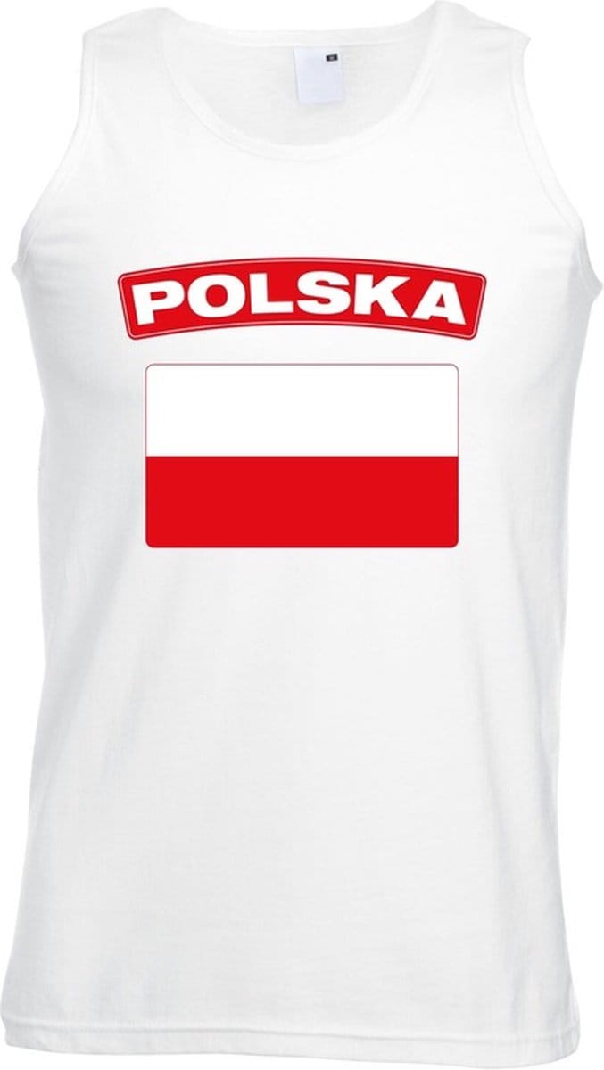 Polen singlet shirt/ tanktop met Poolse vlag wit heren M