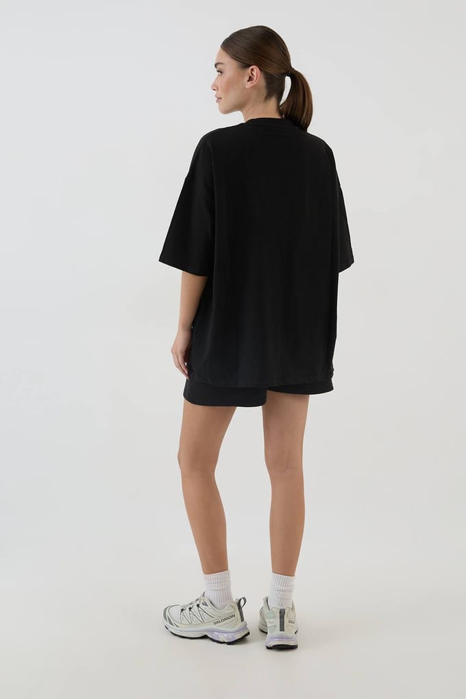 Dames Dsgn Studio T-shirt Met Geborduurd Script Oversized | Zwart | Maat: XS