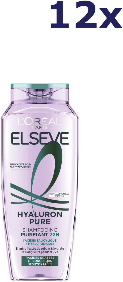 12x L’Oréal Paris Elseve Hyaluron Pure Purifying Shampoo 250 ml