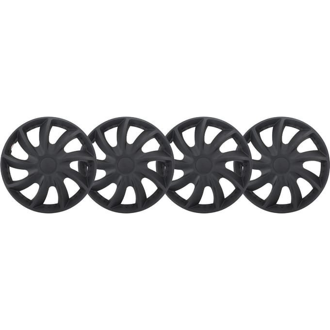 4PCS Cache-moyeu Noir Protection Puissante à Clipser Empêche les Rayures Ajustement Universel pour Roue en Acier 14 pouces black