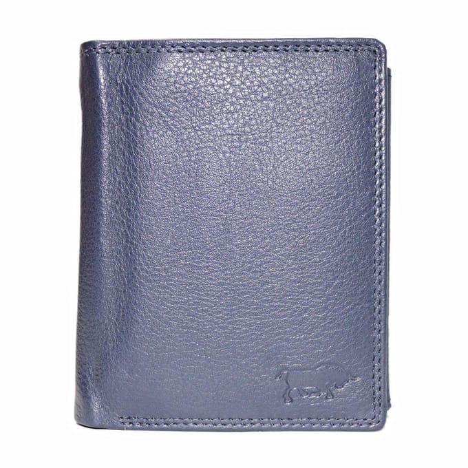 Donkerblauwe Euro Portemonnee Leer - Compact Leren Portemonnee Donkerblauw