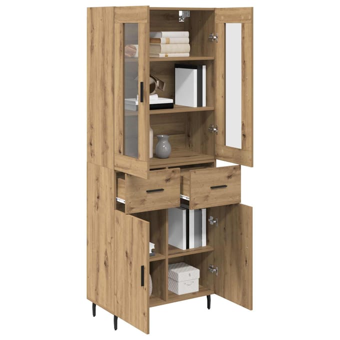 vidaXL - Highboard - 2 - st - Artisan - Eiken - 69,5 - x - 34 - x - 180 - cm - Bewerkt - hout