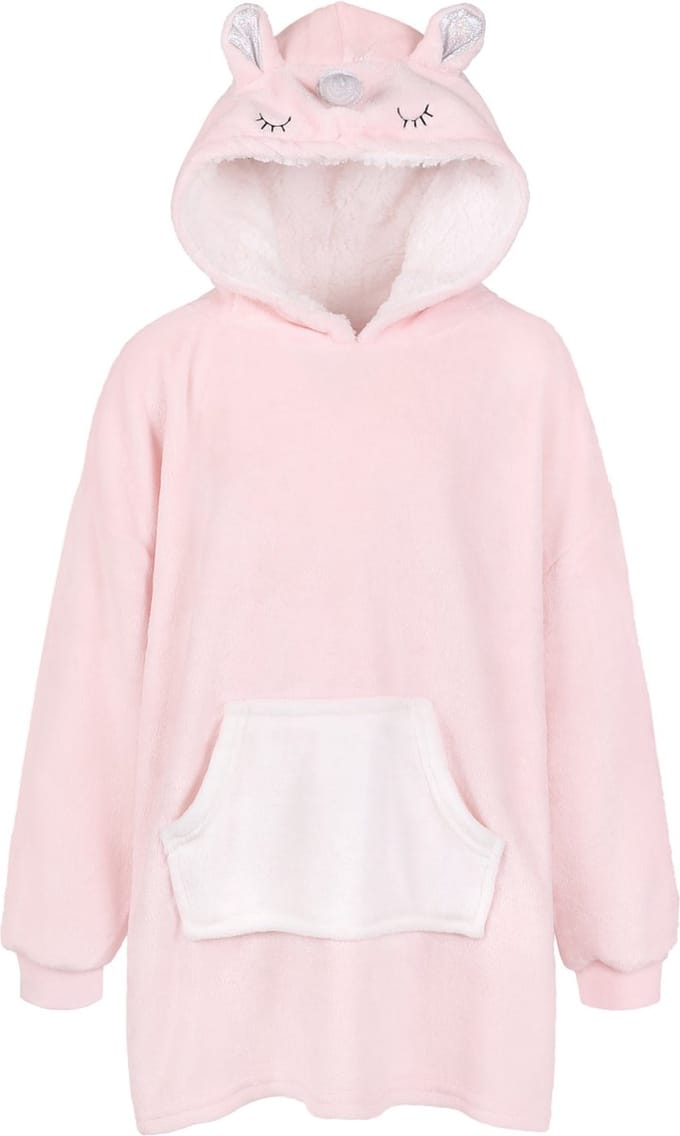 Lichtroze oversized sweatshirt met capuchon Eenhoorn MAAT S-M